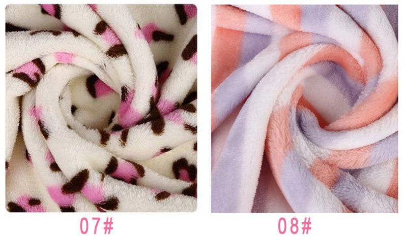 May include: Two close-up images of fabric swatches. The first swatch is white with pink and brown hearts. The second swatch is white with pink and purple stripes. The swatches are labeled 07# and 08#.
