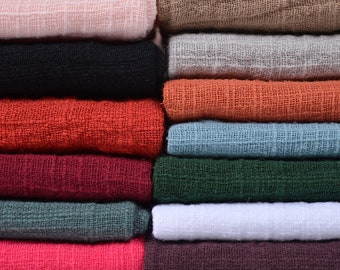 Cotton Linen Fabric, Slub Cotton Texture Pleated Style Fabric, Vintage Fabric, Soft Summer Fabric, Bamboo Cotton Linen, By the Half Yard