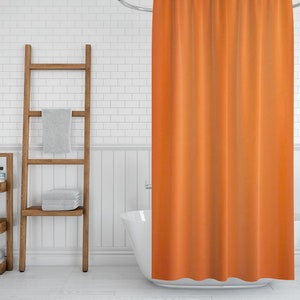 Plain Orange Extra Long and Wide Fabric Bathroom Shower Curtain With a ...