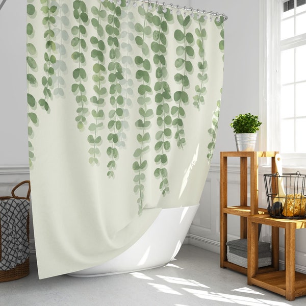 Ivy | Extra Long Fabric Bathroom Shower Curtain | 180cm Wide by 200cm Drop