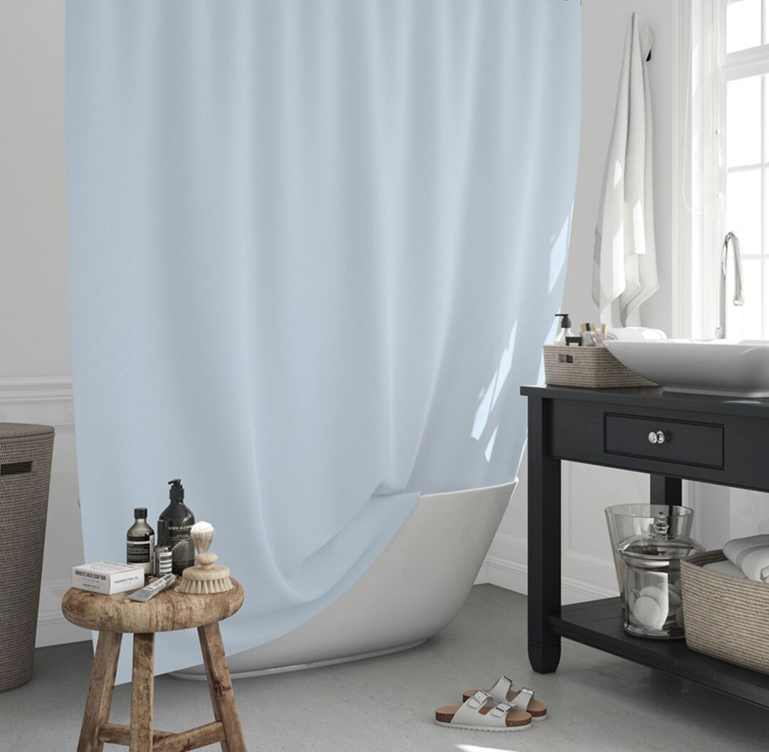 Sky Blue Extra Wide and Long Fabric Bathroom Shower Curtain With a ...