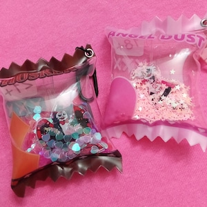 Charms para bolsa de caramelos con forma de ángel y Husk de Hazbin Hotel