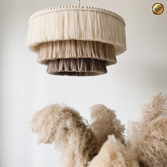 Boho Fringe Chandelier Cotton Pendant Light Fringe Light