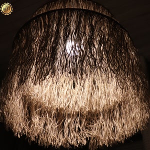 Boho Pendant Light, Jute Fringe Chandelier, Naturalistic Ceiling Lighting, Beach Style Light Fixture zdjęcie 5