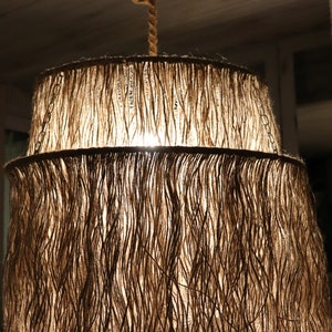 Boho Pendant Light, Jute Fringe Chandelier, Naturalistic Ceiling Lighting, Beach Style Light Fixture zdjęcie 6