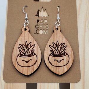 Succulent Teardrop Earrings - Cherry - Sterling Silver Ear Hooks