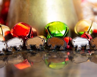 Cute Handmade Buffalo Earrings | Tatanka Bison Studs | Minimalist Animal Lovers Jewelry | Solid Walnut Cherry Wood | Hypoallergenic Studs