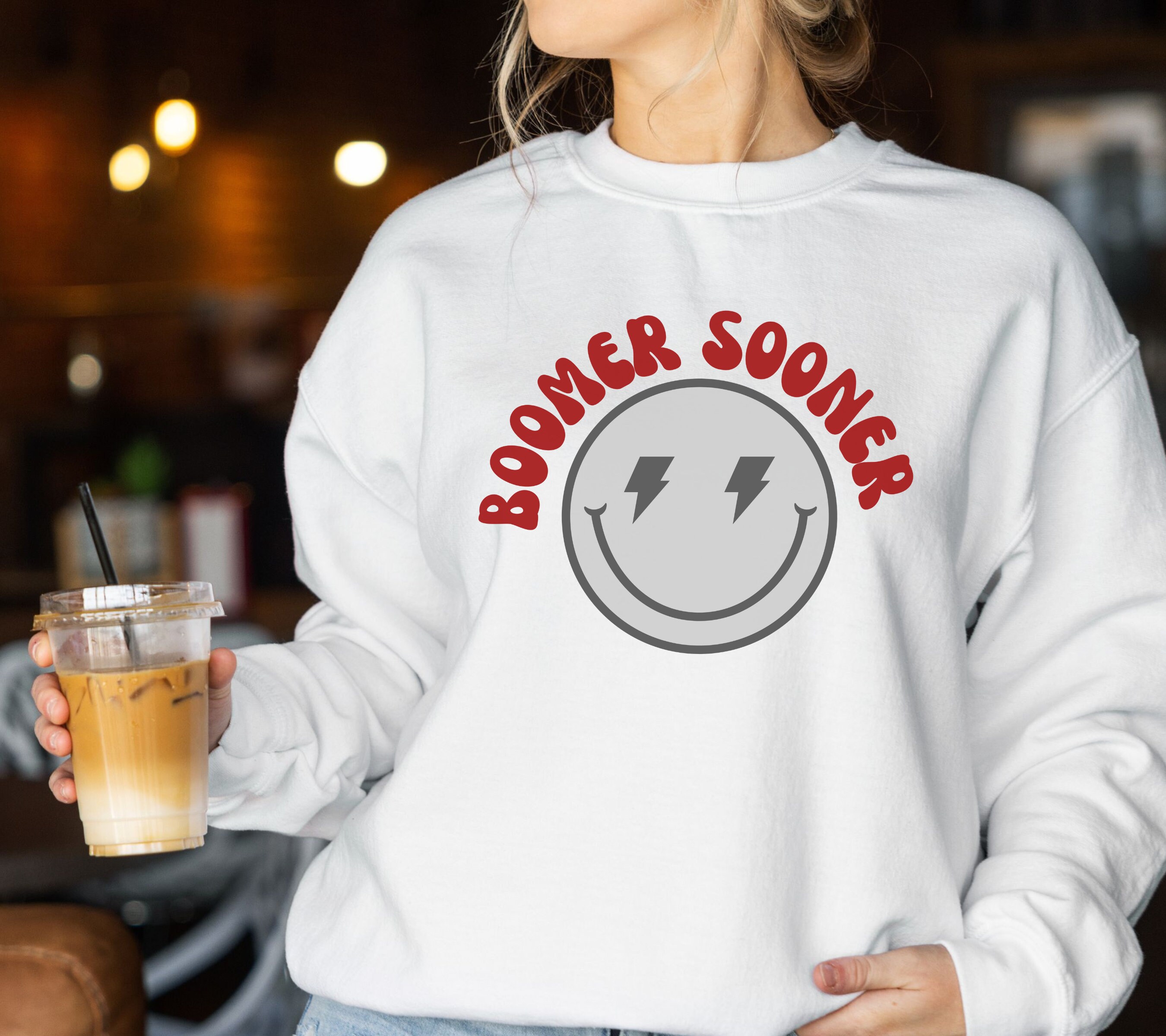 OU Boomer Sooner Smiley Front Design Crewneck Sweatshirt Etsy Ireland