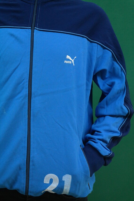 puma tracksuit top blue