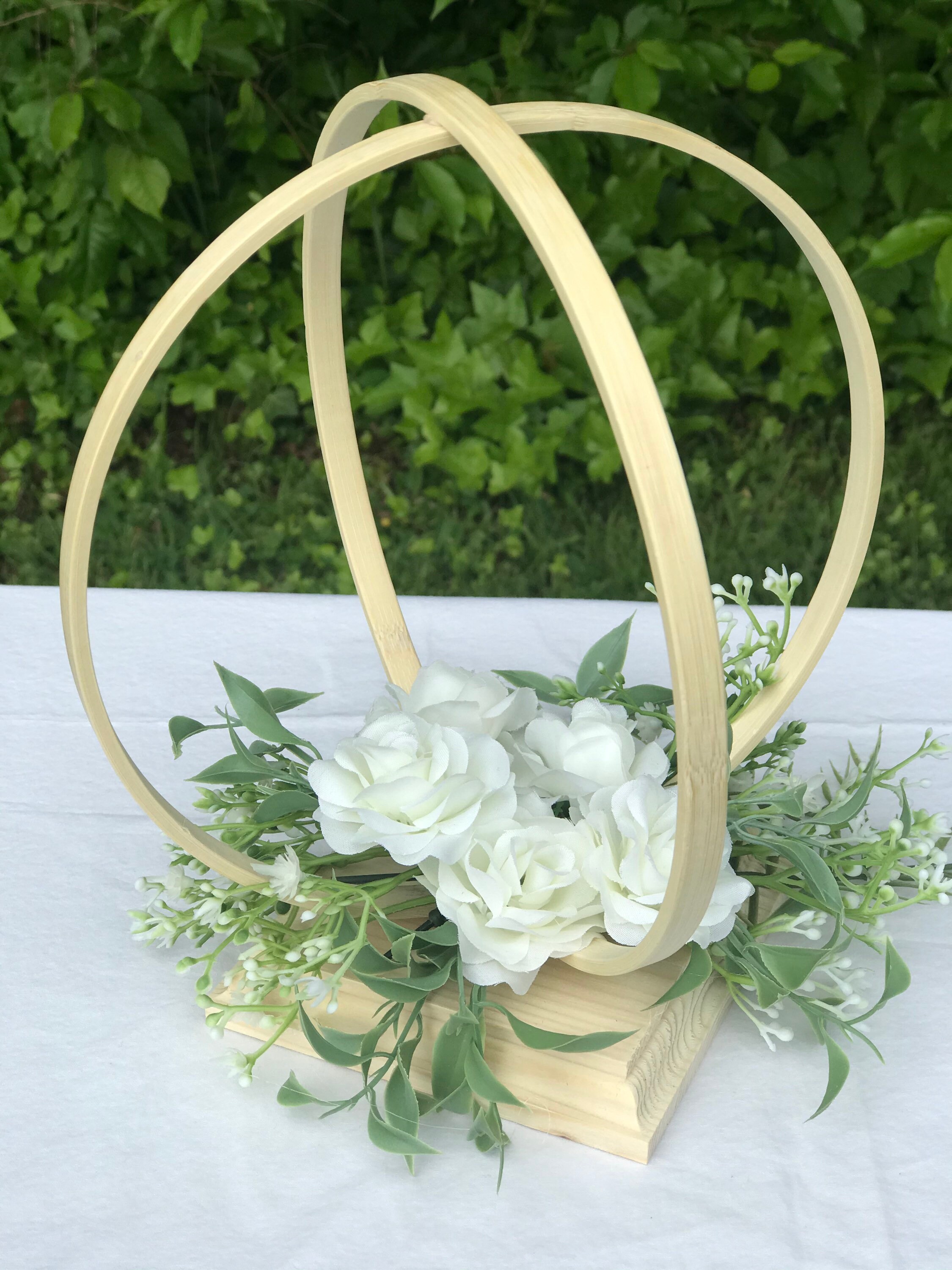 8 Double Wooden Hoop Centerpiece with greenery and faux Etsy