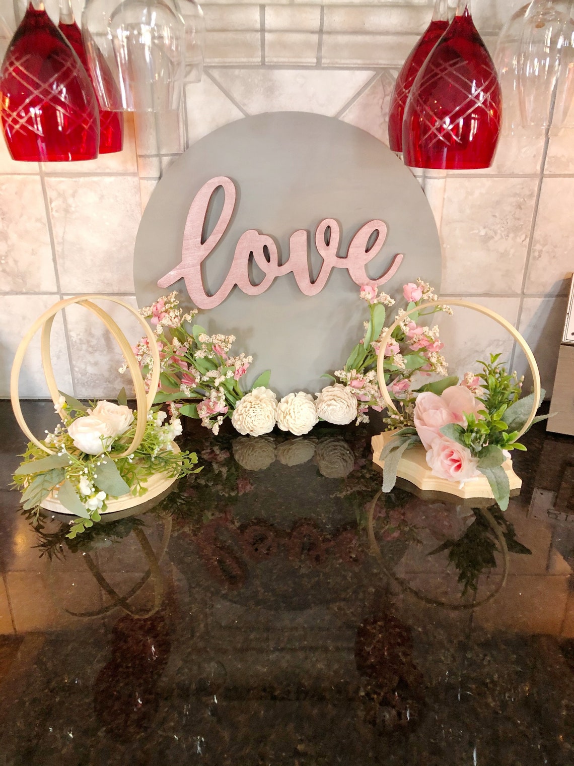 8x8 White Floral Wooden Hoop Centerpiece Etsy