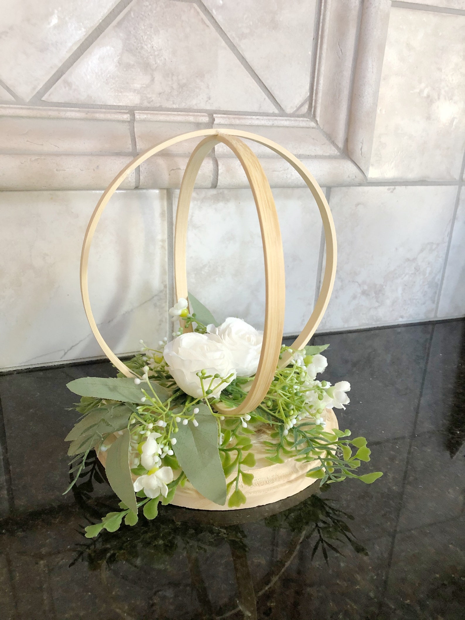 8x8 White Floral Wooden Hoop Centerpiece Etsy