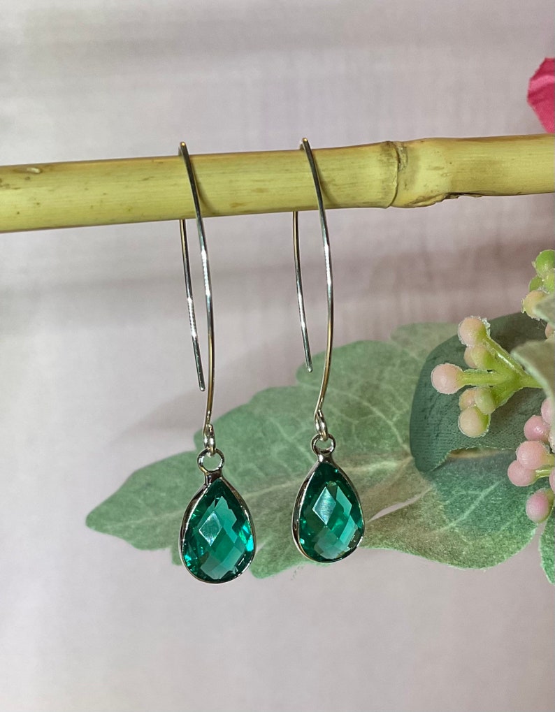 Green Crystal Petals Drop Dangle Earrings
