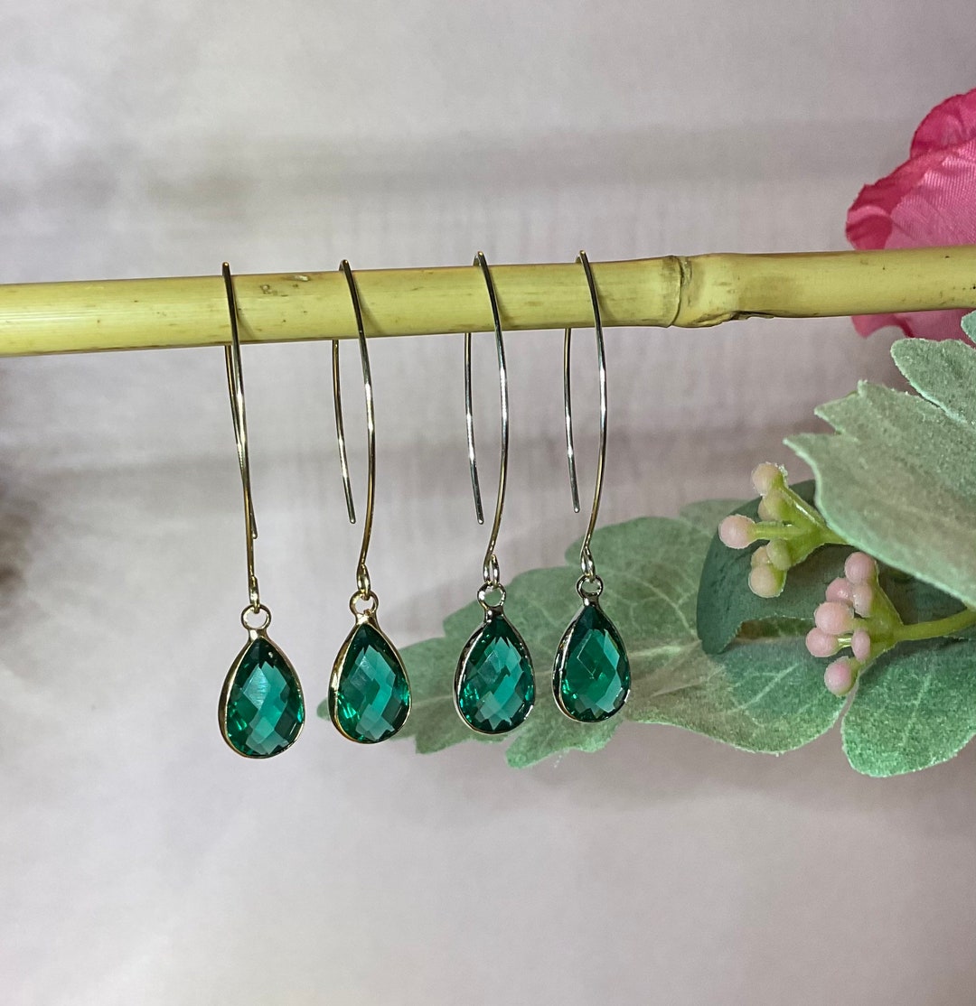 Emerald Green Crystal Cascade Earrings