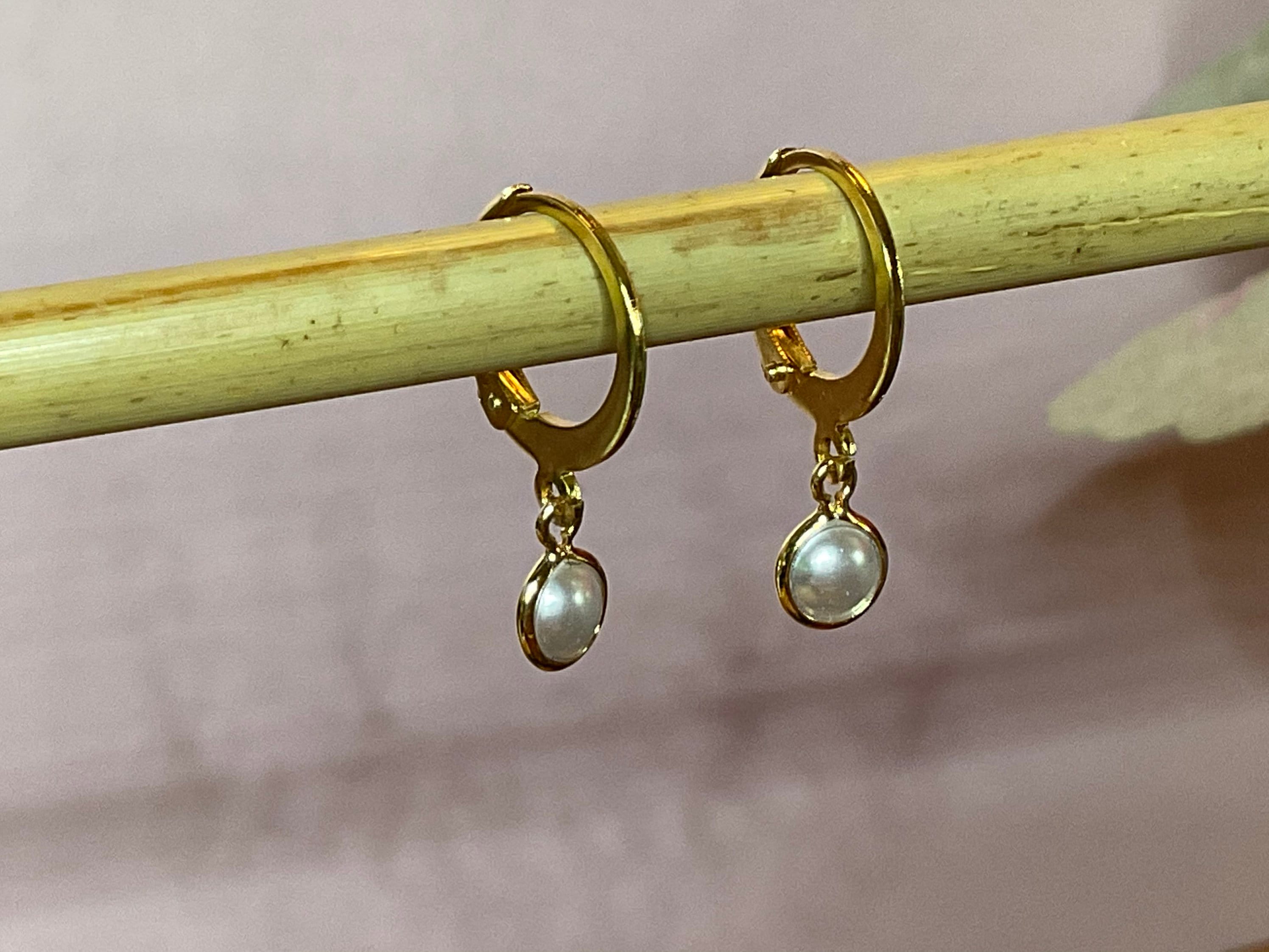 Dainty Pearl Earrings Pearl Huggie Hoop Earrings Pearl Hoop Etsy UK