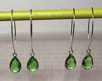 Peridot Drop Earrings, Peridot Earrings, Peridot Crystal Earrings, August Birthday Jewelry, Minimalist Earrings, Ready to ship