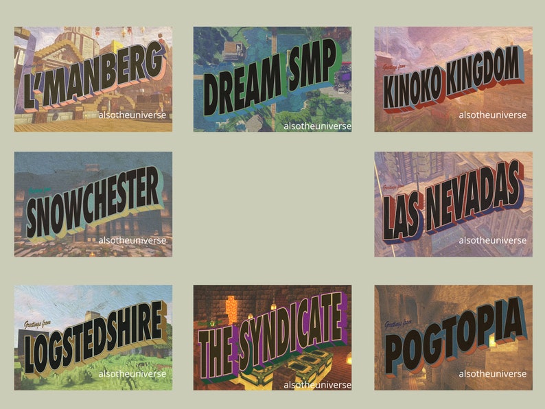 Dream SMP Vintage Style Postcard Prints 