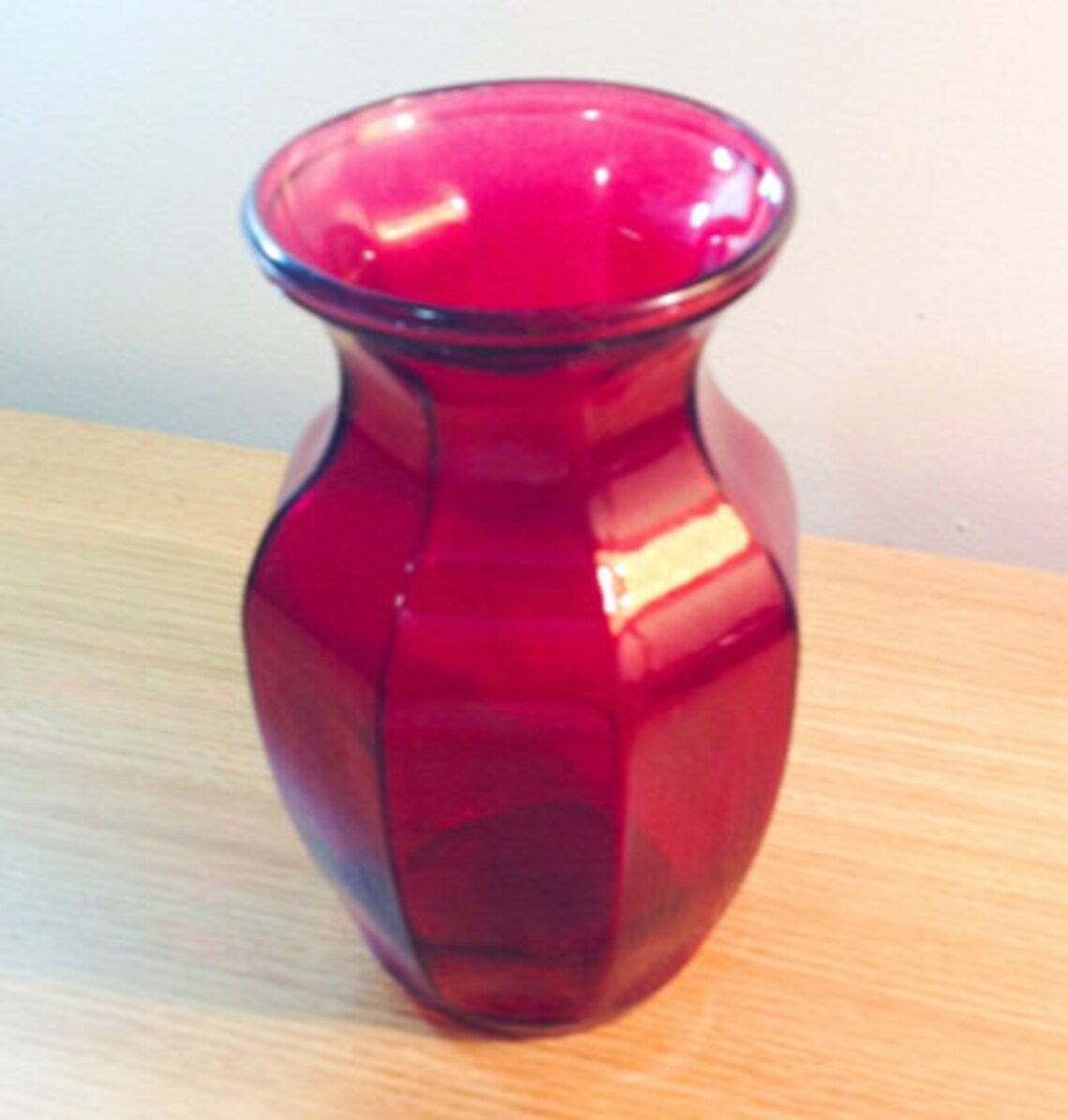 Vintage Ruby Red Glass Vase Etsy
