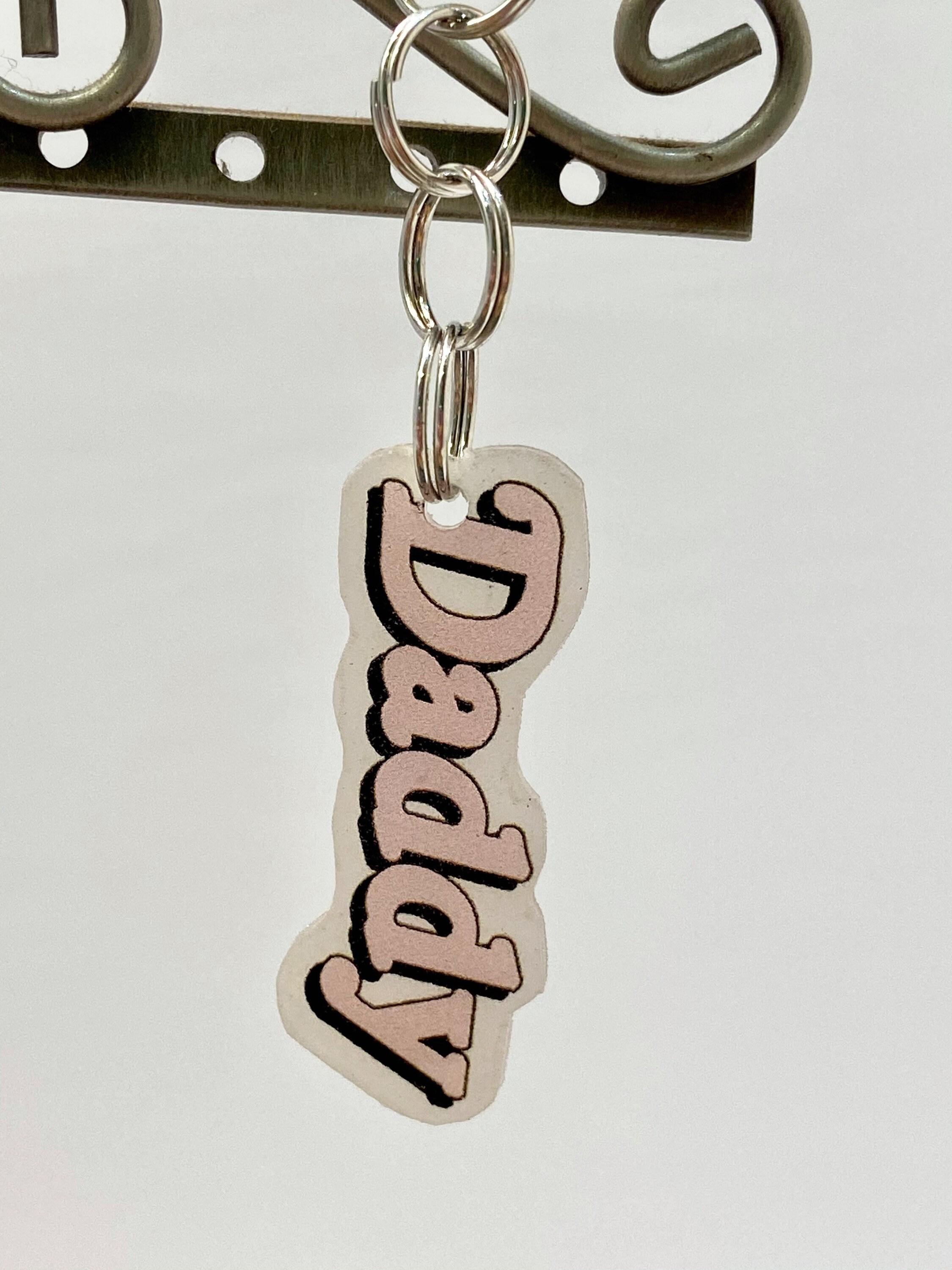 Daddy Keychain. Handmade Shrinky Dinks Lightweight & Cute Etsy