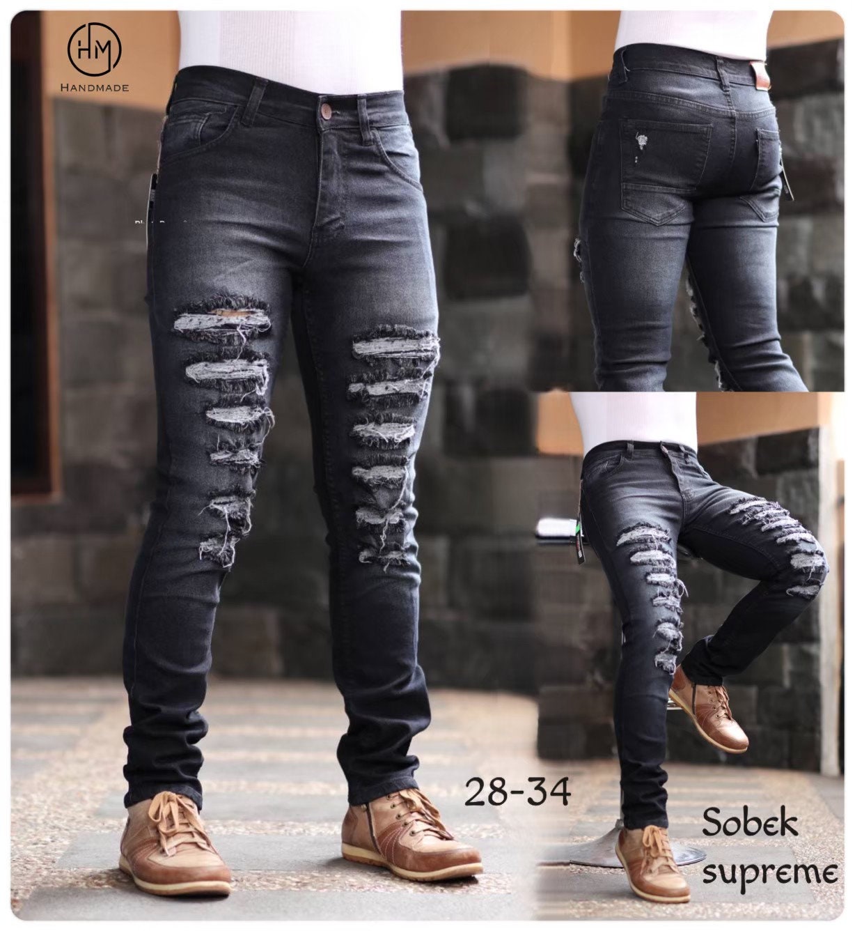 Men's stylist lazer damage jeans price -525/- rupees