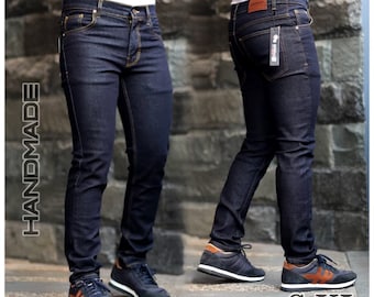 Men's Casual Jeans - Classic Blue Black Denim Trousers - Streetwear Fashion Forward Male Clothing