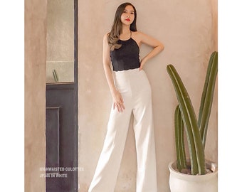 Linen Culottes Pants High Waist Trousers, Summer Pants