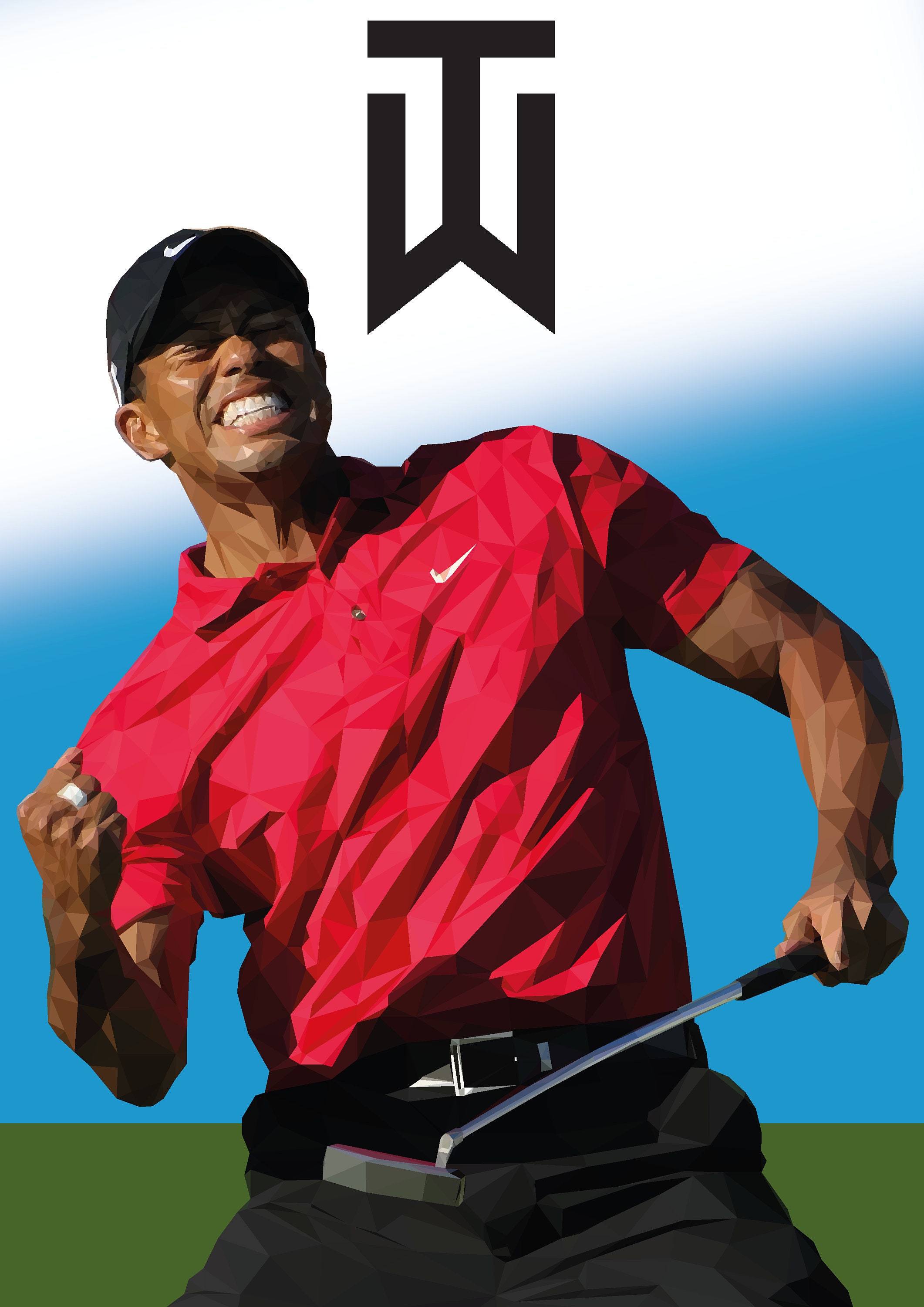 Tiger Woods Golf Print Tiger Golf Art Low Poly | Etsy