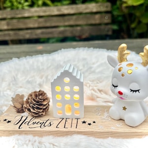 Christmas decoration wooden small hand-made elk/reindeer with light house, Advent decoration, table decoration secret Santa gift, Santa decoration gift ideas