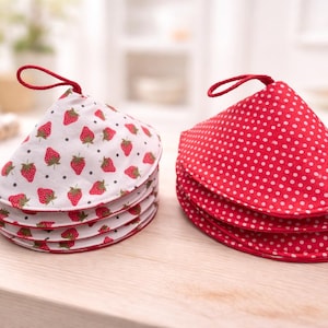 Pot holder caps as heat protection for pans, pot lids and ovens, handmade lid lifter as handle protection and kitchen aid