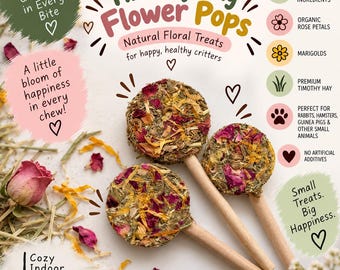 Timothy hay flower pops! Oat free rabbit treat / hamster / Guinea pig / gerbil treat