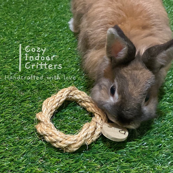 Juguete masticable para conejos con forma de anillo de cuerda de sisal