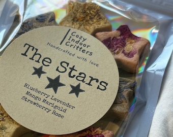The Stars - 9 piece Natural rabbit / hamster treats - strawberry rose / blueberry lavender / mango marigold