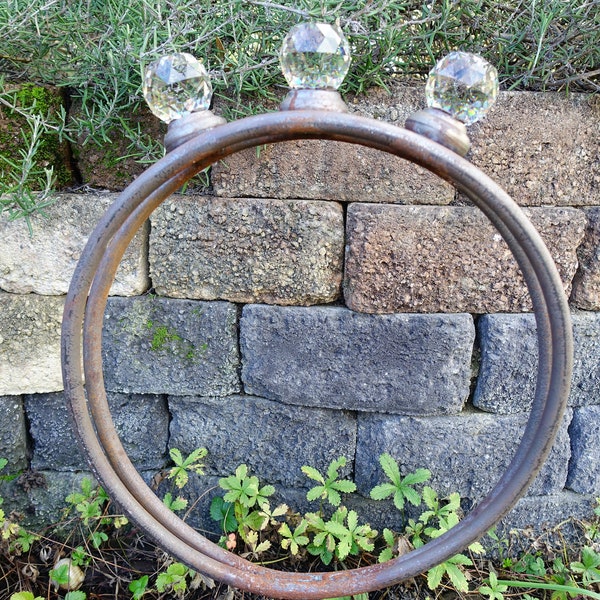 Gartendekoring Eisen Rostoptik mit Glaskristallen