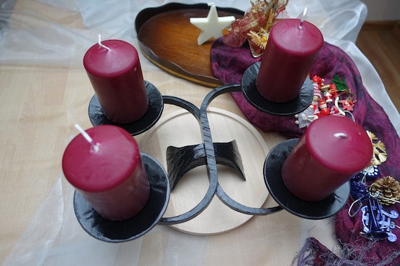 Großer Adventskerzenständer, 4-armiger Kerzenständer Advent, handgeschmiedet