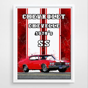 Illustration Chevrolet Chevelle 1970 30x40cm