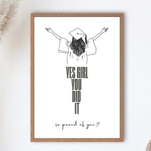 Postkarte Girl you did it, Glückwunschkarte, Karte Abschluss, Abitur, Studium, Bachelor, Master, Ausbildung, Prüfung, DINA6 with Envelope