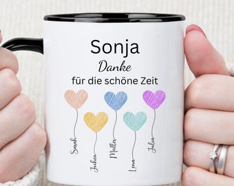 Personalisierte Tasse Abschiedsgeschenk, Erzieher und Erzieherinnen Tasse, Danke für die schöne Zeit Kindergarten, Kita & Schule Geschenk