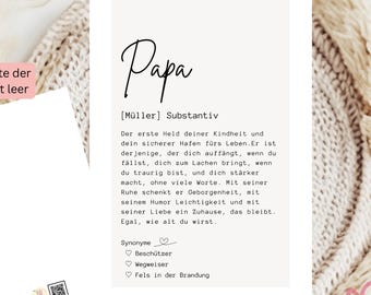 Lustige Papa Definition Poster, Geschenk für Papa, Wandbild Vatertag