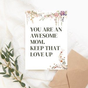 Impressionnante carte de voeux pour maman, fleurs qui gardent cet amour, carte de voeux pour la fête des mères, cadeau maman, fleurs pour maman, enveloppe marron, DINA6