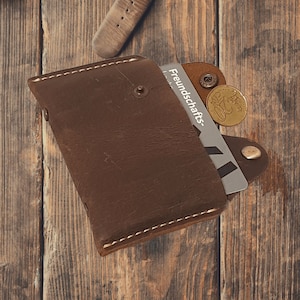 Mini titular de tarjeta de cuero, billetera de tarjeta de crédito Crazy Horse, titular de tarjeta de cuero vintage, regalo de tarjeta de visita para él, regalo para ella