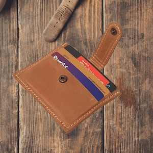 Mini Leder Kartenhalter, Handgefertigtes Crazy Horse Kreditkartenetui, Vintage Leder Kartenhalter, Visitenkarte Geschenk für Ihn, Geschenk für Sie