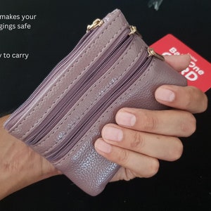 Mini billetera de cuero para mujer, elegante billetera para monedas, billetera de cuero para mujer con cremallera, billetera suave, monedero de cuero, regalo imprescindible para ella