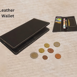 Leather Wallet with Coin Pocket, Stylish Wallet, Women Leather Wallet with Zipper, Durable Wallet, Genuine Leather Coin Purse, Gift for Her