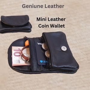 Mini billetera de cuero para mujer, elegante billetera para monedas, billetera de cuero para mujer con cremallera, billetera suave, monedero de cuero genuino, regalo para ella