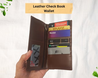 Leather Checkbook Wallet, Checkbook Cover, Leather Sleeve with Zipper, Leather Cardholder, Gift for Him, Gift for Her, Mother's Gift