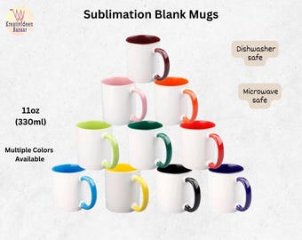 Canecas de sublimação em branco de 11 onças: xícaras de café de cerâmica em dois tons
