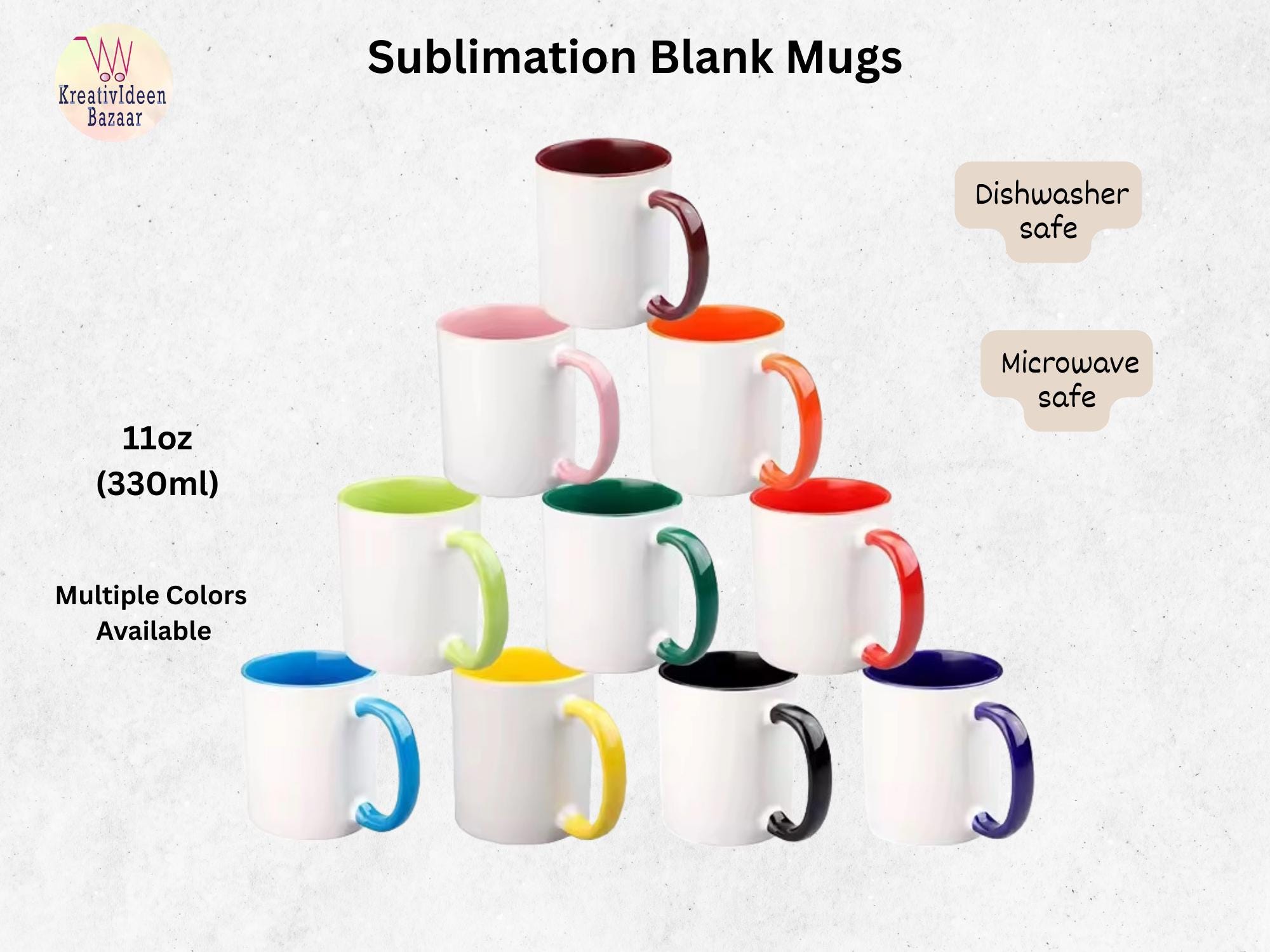 11oz Blank Sublimation Mugs: Two Tone Ceramic Coffee Cups