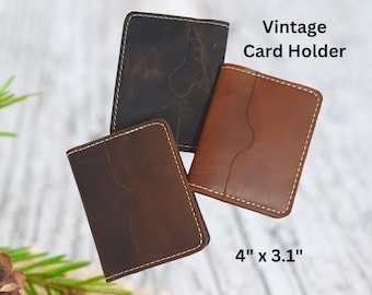 Handmade Leather Bifold Wallet, Minimalist Front Pocket Wallet, Genuine Leather Cardholder Wallet, Small ID Card Wallet
