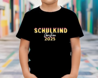 Personalisiert Schulkind 2026 T-Shirt mit Name, Einschulung Geschenk, Erstklässler Shirt, Ich ROCKE die Schule, Kindergarten Abschied Shirt