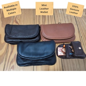 Women Leather Mini Wallet, Stylish Coin Wallet, Women Leather Wallet with Zipper, Soft Wallet, Genuine Leather Purse with Bag, Gift for Her
